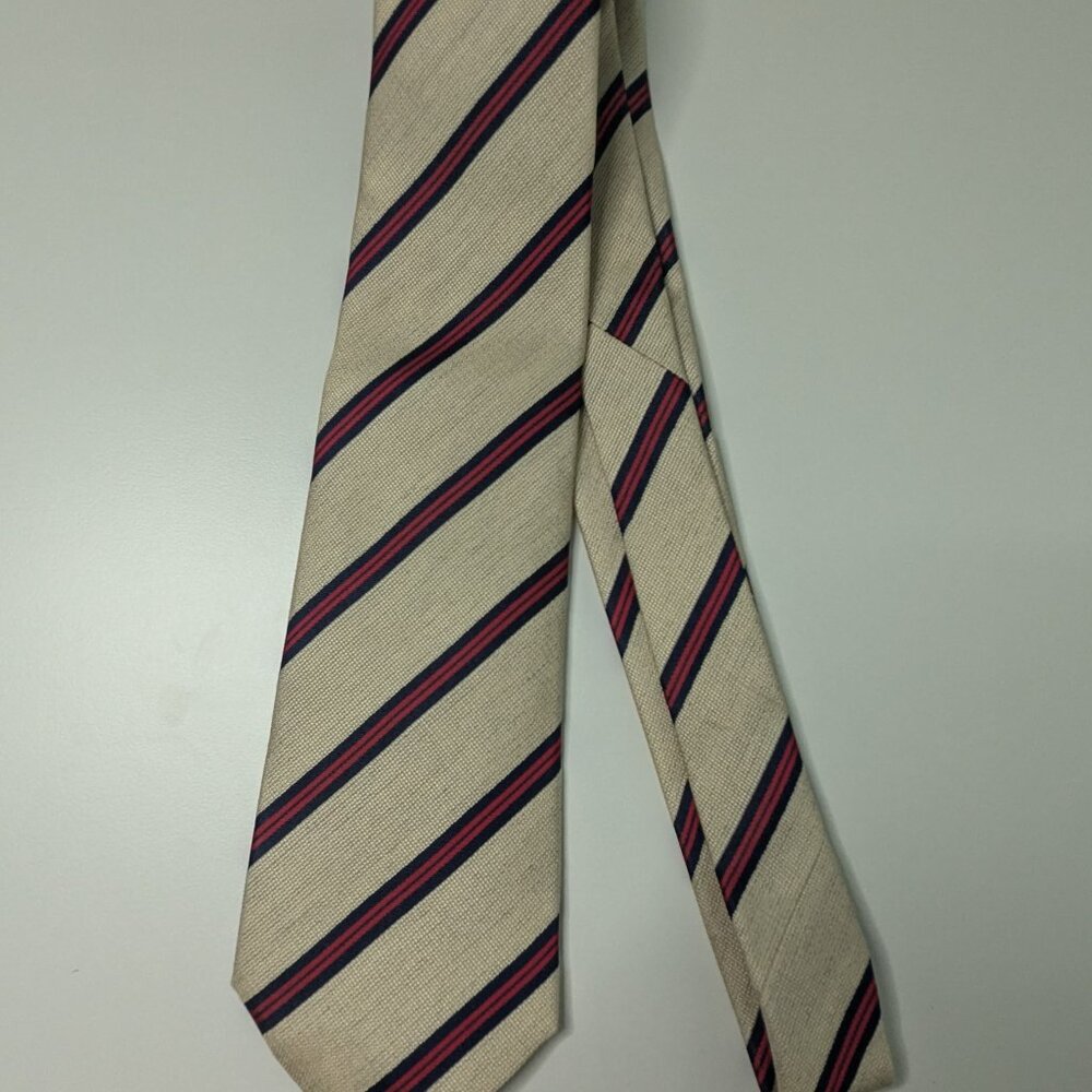 Hermes 8856 Gatsby RARE Authentic Linen Silk Stripe Tie